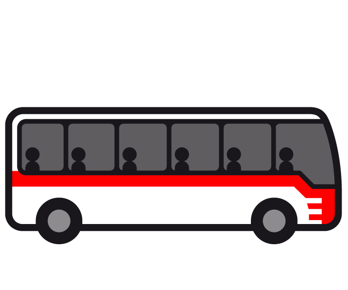 Piktogramm eines rot-weissen Busses